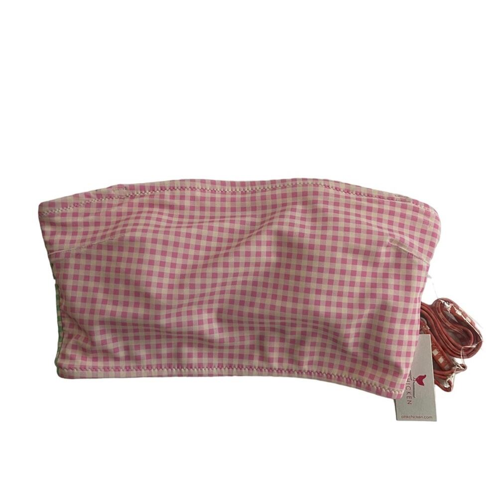 Pink Chicken Courtney Pink and Green Gingham Tankini Top NWT